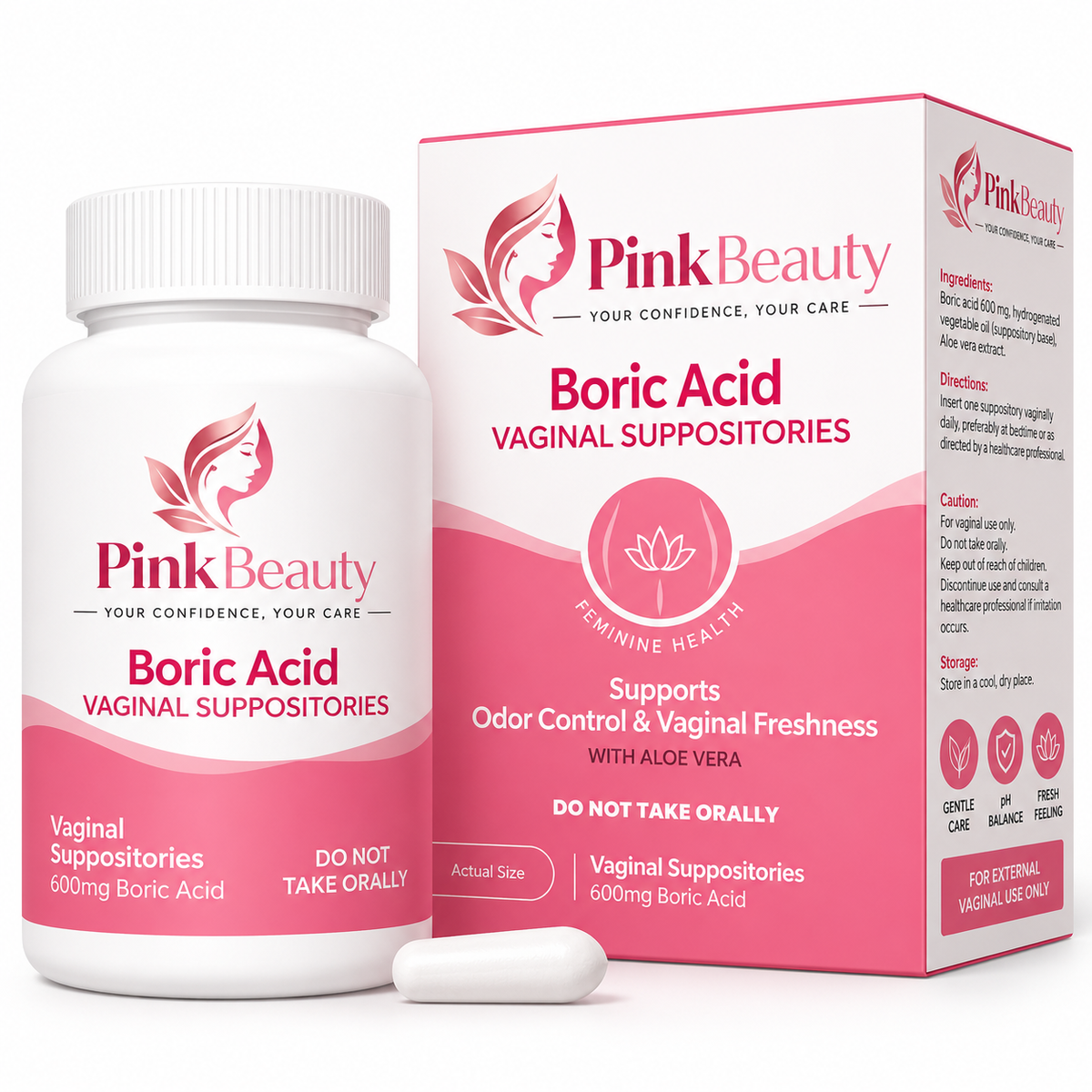 Boric Acid Vaginal Suppositories 600mg – Feminine Intimate Care